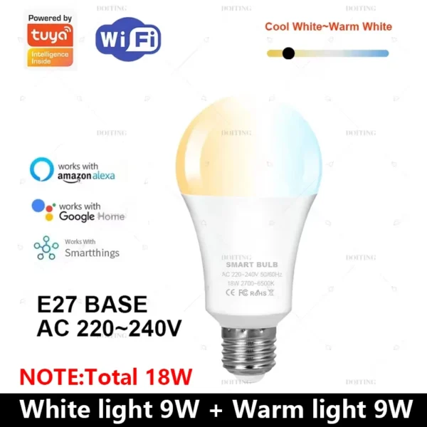لمبة Tuya ذكية WiFi – تحكم صوتي وتوقيت، سطوع وحرارة قابلة للتعديل - Image 6