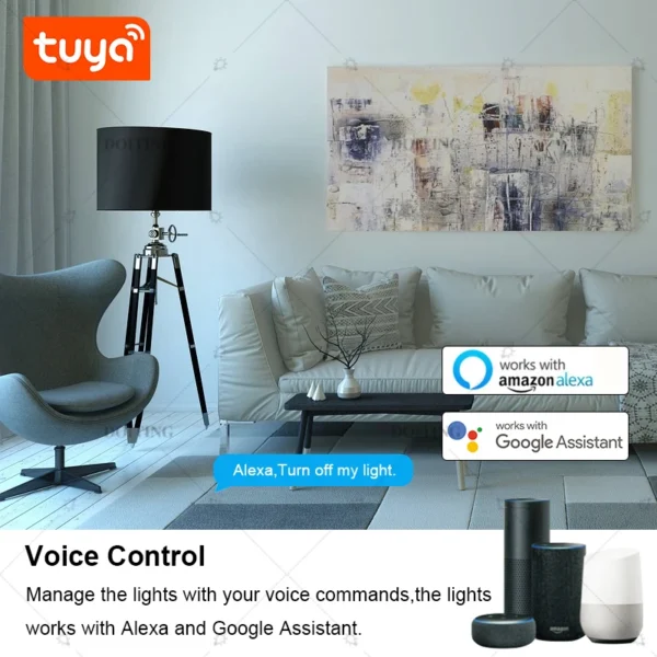 لمبة Tuya ذكية WiFi – تحكم صوتي وتوقيت، سطوع وحرارة قابلة للتعديل - Image 3